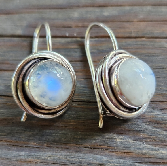 Moon Stone Sterling Silver Earrings - Picture 1 of 4